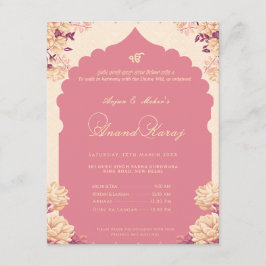 Invitación Elegant Floral Sikh Anand Karaj