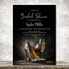 Invitación Elegant Floral Stiletto Shoes Bridal Shower