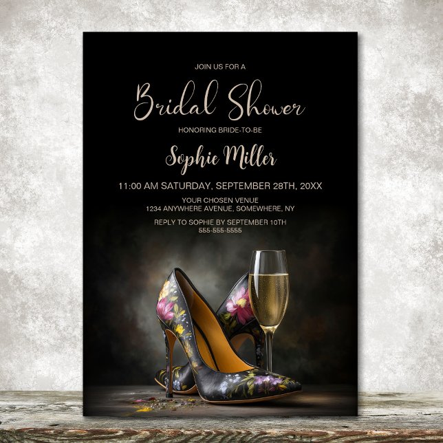 Invitación Elegant Floral Stiletto Shoes Bridal Shower (Subido por el creador)