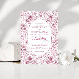 Invitación Elegant Floral Toile de Jouy Wedding Invitation
