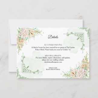 Invitación Elegant Floral Vintage Wedding Details Card