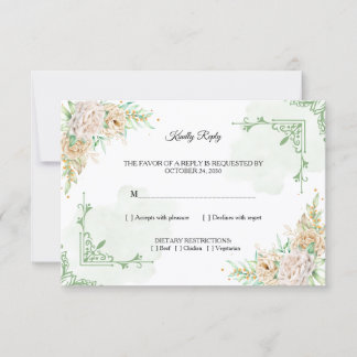Invitación Elegant Floral Vintage Wedding RSVP Card
