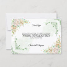 Elegant Floral Vintage Wedding Thank You Card