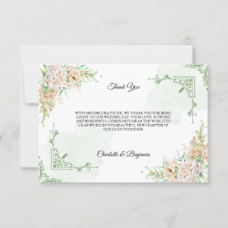 Invitación Elegant Floral Vintage Wedding Thank You Card