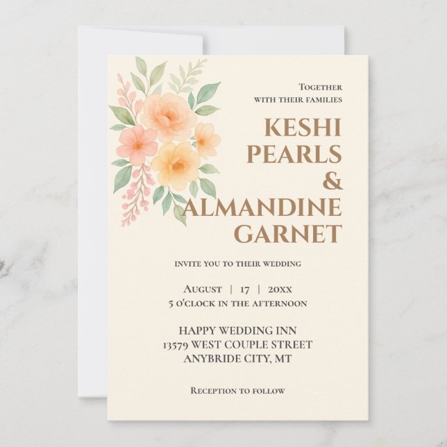 Invitación Elegant Floral Watercolor Wedding Invite (Anverso)