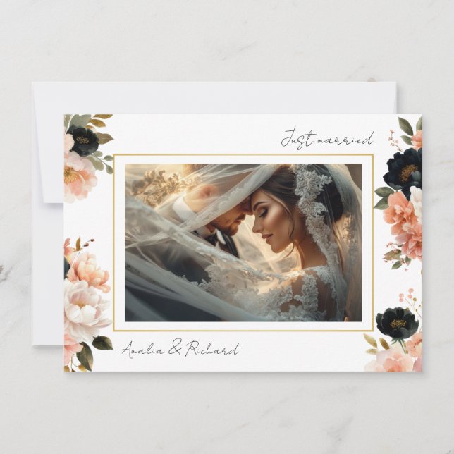 Invitación Elegant Floral Wedding Announcement Card (Anverso)