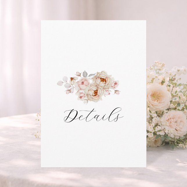 Invitación Elegant Floral Wedding Details Card | Double-Sided (Subido por el creador)