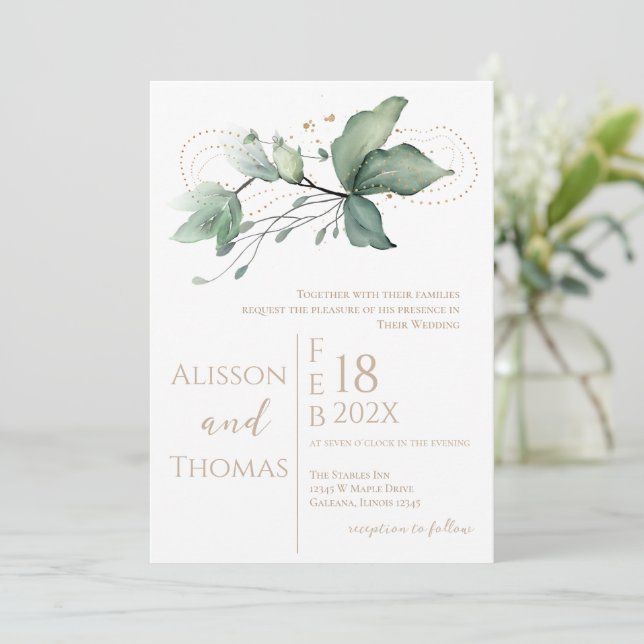 Invitación Elegant Floral Wedding Invitation (Anverso de pie)