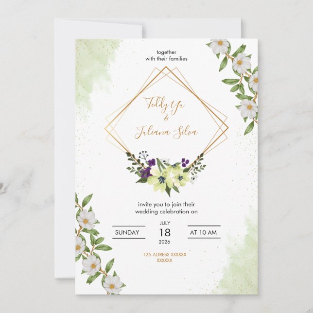 Invitación Elegant Floral Wedding Invitation (Anverso)