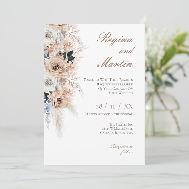 Invitación Elegant Floral Wedding Invitation (Anverso de pie)