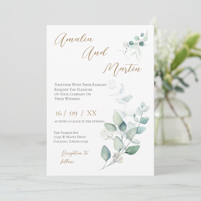 Invitación Elegant Floral Wedding Invitation (Anverso de pie)