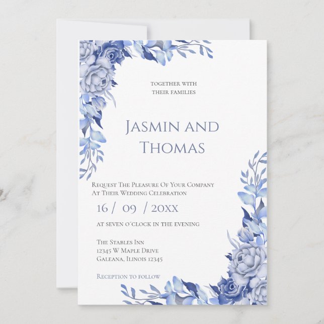 Invitación Elegant Floral Wedding Invitation (Anverso)