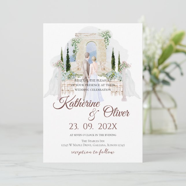 Invitación Elegant Floral Wedding Invitation (Anverso de pie)