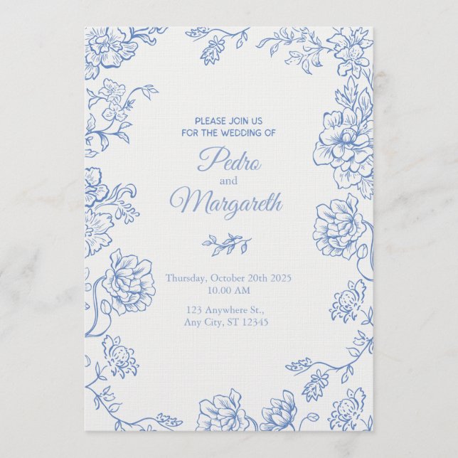 Invitación Elegant Floral Wedding Invitation  (Anverso)