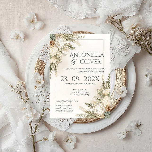 Invitación Elegant Floral Wedding Invitation (Subido por el creador)