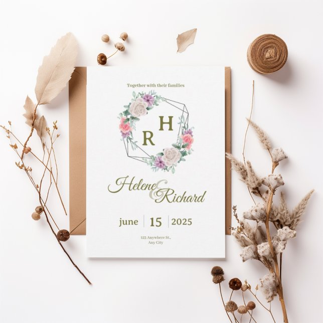 Invitación Elegant Floral Wedding Invitation  (Subido por el creador)