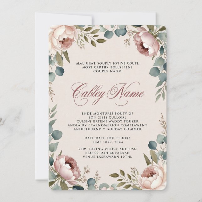 Invitación Elegant Floral Wedding Invitation  (Anverso)
