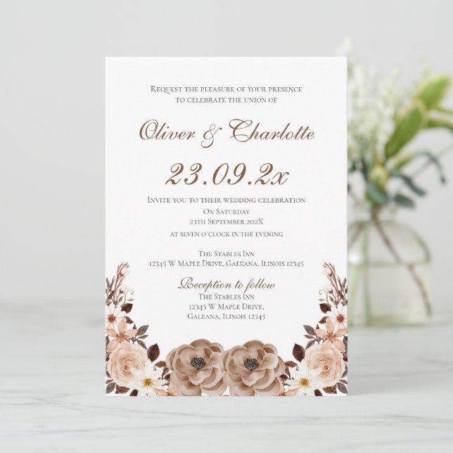Invitación Elegant Floral Wedding Invitation (Anverso de pie)