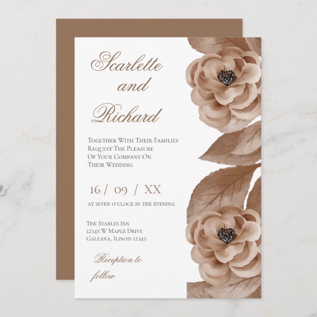 Invitación Elegant Floral Wedding Invitation (Anverso / Reverso)