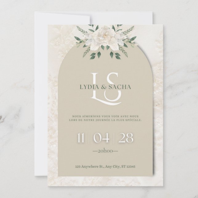 Invitación Elegant Floral Wedding Invitation | Arch Design (Anverso)
