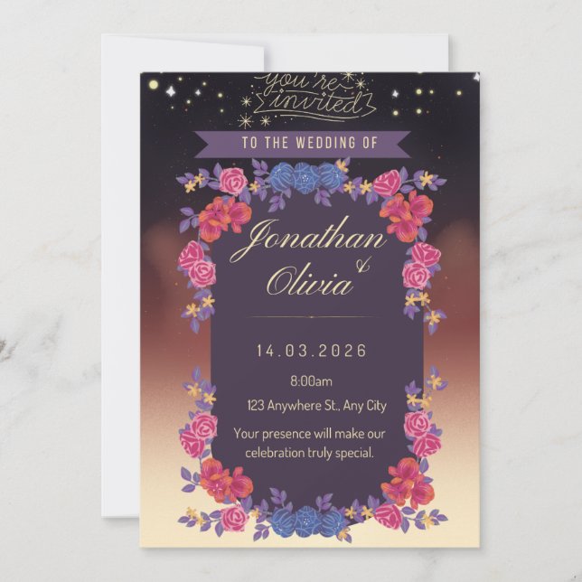 Invitación Elegant Floral Wedding Invitation Card – Romantic  (Anverso)