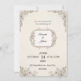 Invitación Elegant Floral Wedding Invitation | Editable Moder