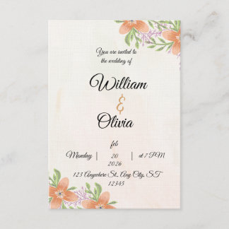 Invitación Elegant Floral Wedding Invitation | Peach & Green