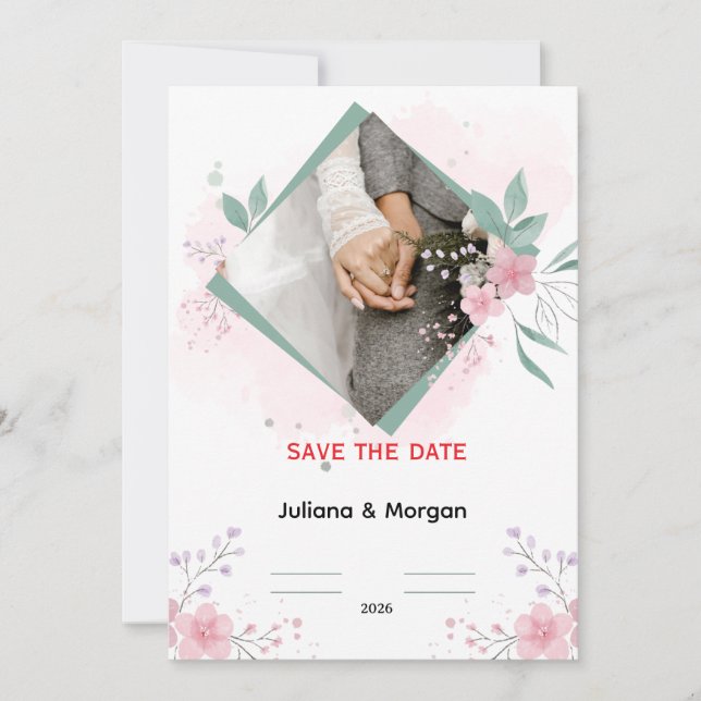 Invitación Elegant Floral Wedding Invitation | Romantic Pink  (Anverso)