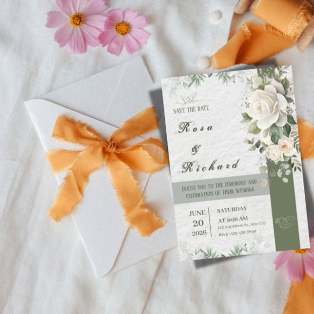 Invitación Elegant Floral Wedding Invitation – Save the Date (Subido por el creador)