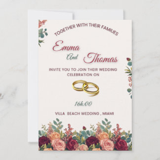 Invitación Elegant Floral Wedding Invitation Suite | Burgundy