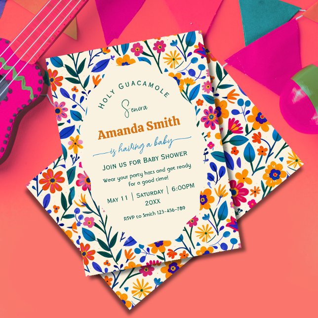 Invitación Elegant Folk Mexican Floral Baby shower invitation (Subido por el creador)