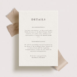 Invitación Elegant Forest Brown Wedding Details Card