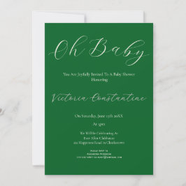 Invitación Elegant Forest Green Oh Baby Shower Invitation