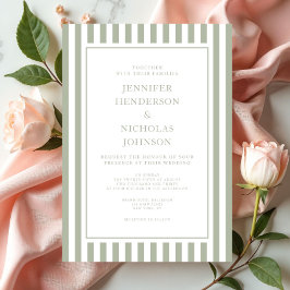 Invitación Elegant Formal Stripes Sage Green Wedding