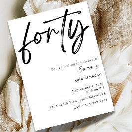 Invitación Elegant Forty 40th Birthday Invitation Card