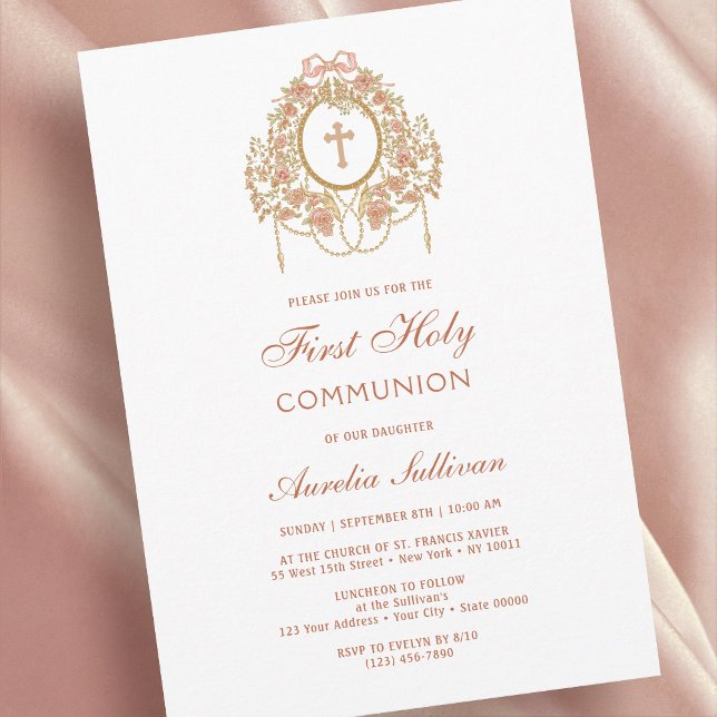 Invitación Elegant Frame Holy Cross First Communion (Subido por el creador)