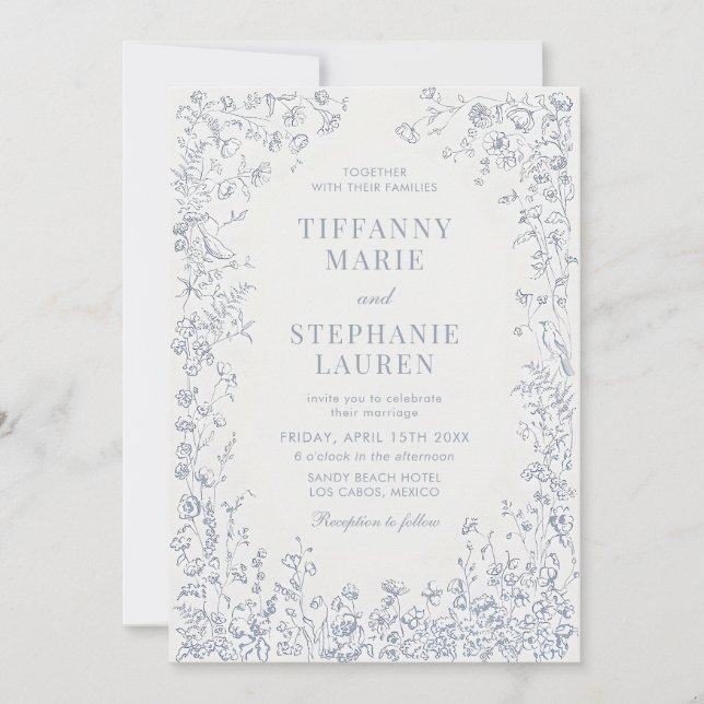 Invitación Elegant French Floral Wedding Invitation (Anverso)