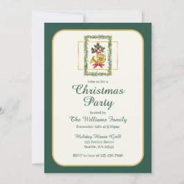 Invitación Elegant French Horn Christmas Dark Green