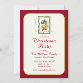 Invitación Elegant French Horn Christmas Maroon
