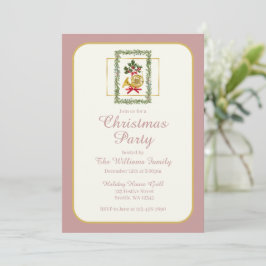Invitación Elegant French Horn Christmas Mauve