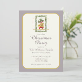 Invitación Elegant French Horn Christmas Taupe