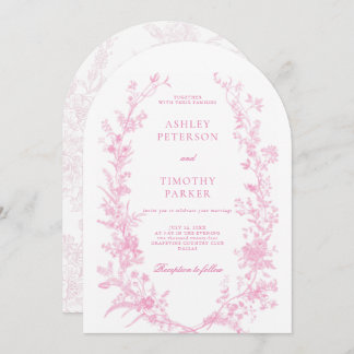 Invitación Elegant French Pink Toile Floral Wedding 
