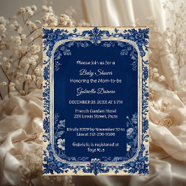 Invitación Elegant French Toile Parisian Poetic Baby Shower 