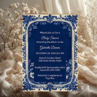 Invitación Elegant French Toile Parisian Poetic Baby Shower