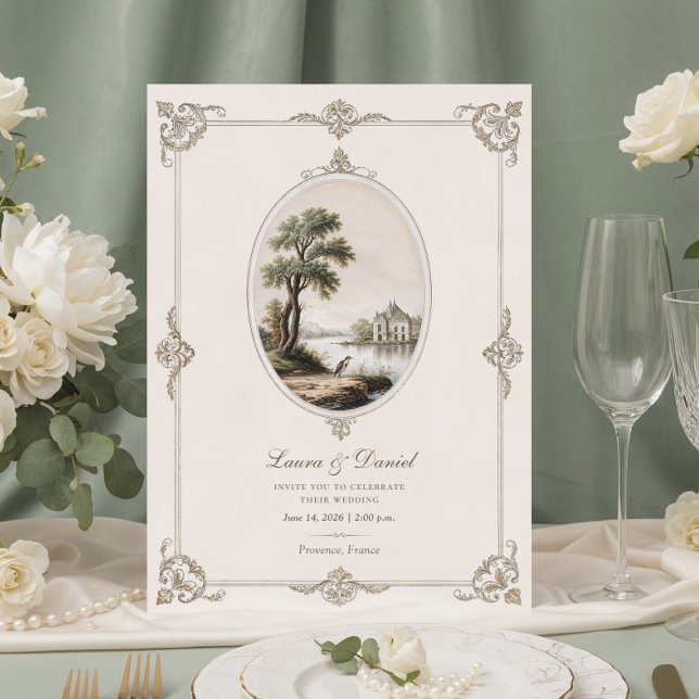 Invitación Elegant French Vintage Chateau Wedding  (Subido por el creador)