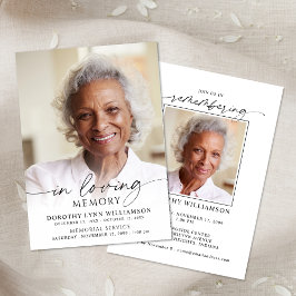Invitación Elegant Funeral In Loving Memory Photo Memorial