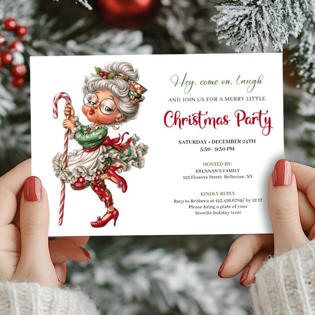 Invitación Elegant Funny Grandma Cartoon Christmas Humor  (Elegant Funny Grandma Cartoon Christmas Humor Invitation

)
