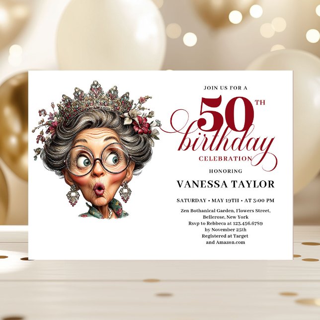 Invitación Elegant Funny Lady 50th Birthday Humor Party  (Elegant Funny Lady 50th Birthday Humor Party Invitation

)