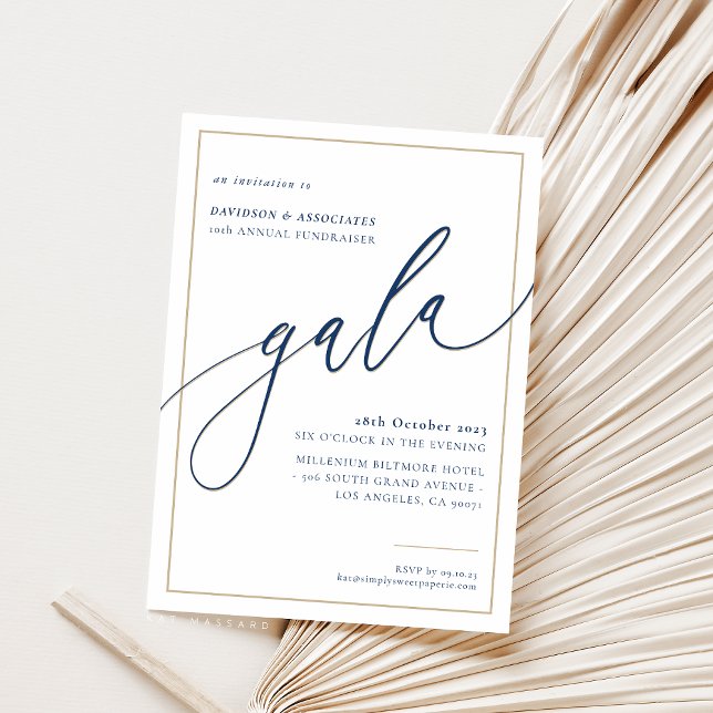 Invitación ELEGANT GALA caligrafía elegante marina de oro for (Subido por el creador)
