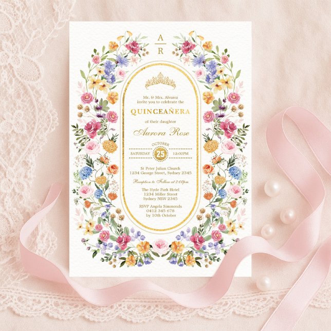 Invitación Elegant Garden Floral Quinceanera 15th Birthday (Subido por el creador)